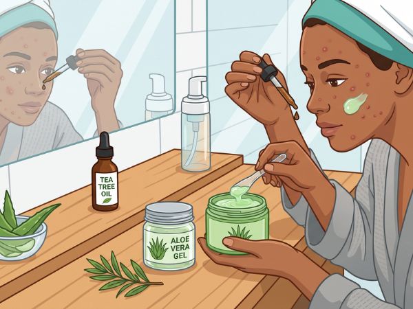 Home remedies for pimples using tea tree oil and aloe vera treatment  